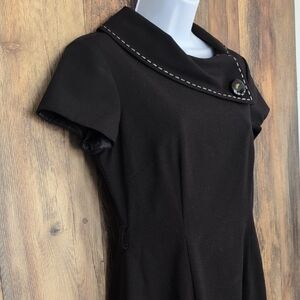 Tahari Arthur & Levine Petite Essentials Chic Black Stitched Collar Dress 4P